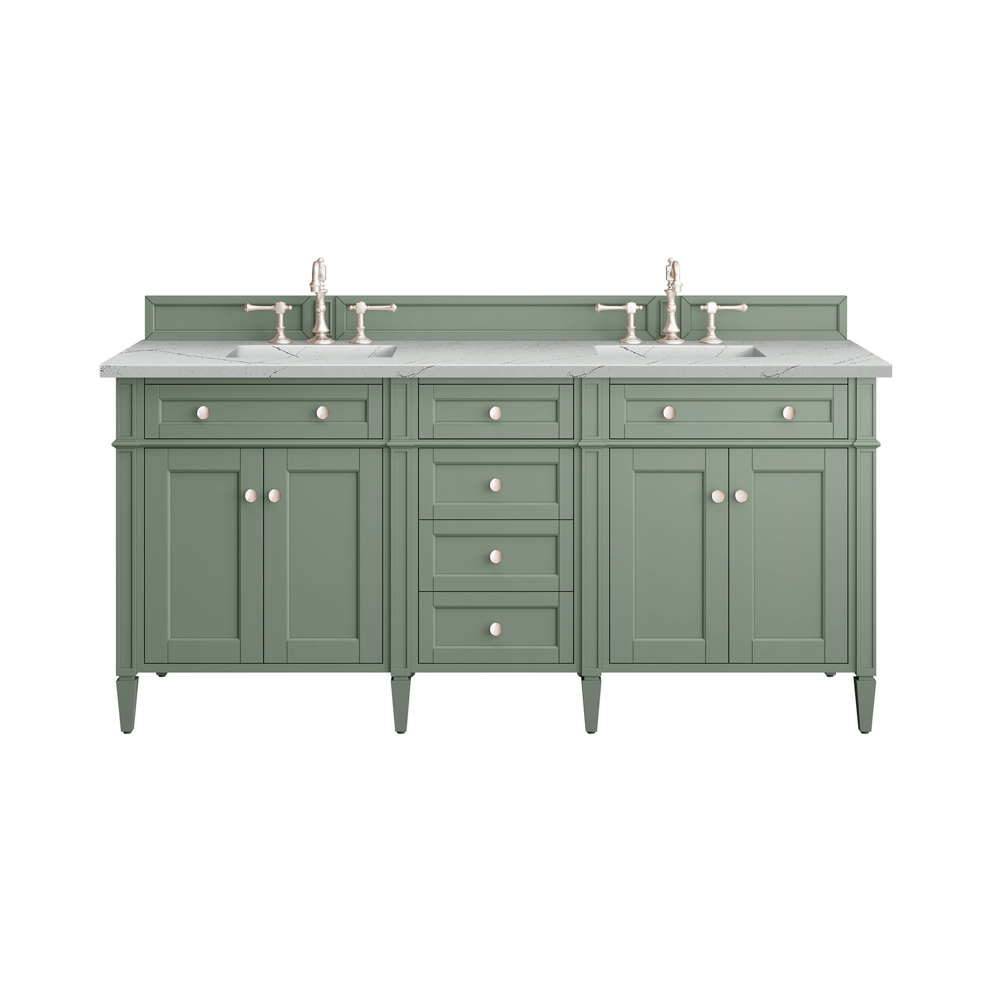 Renovate for Less Atlanta Brittany 72" Double Vanity, Smokey Celadon w/ 3 CM Ethereal Noctis Top w/FreePower Wireless Charger