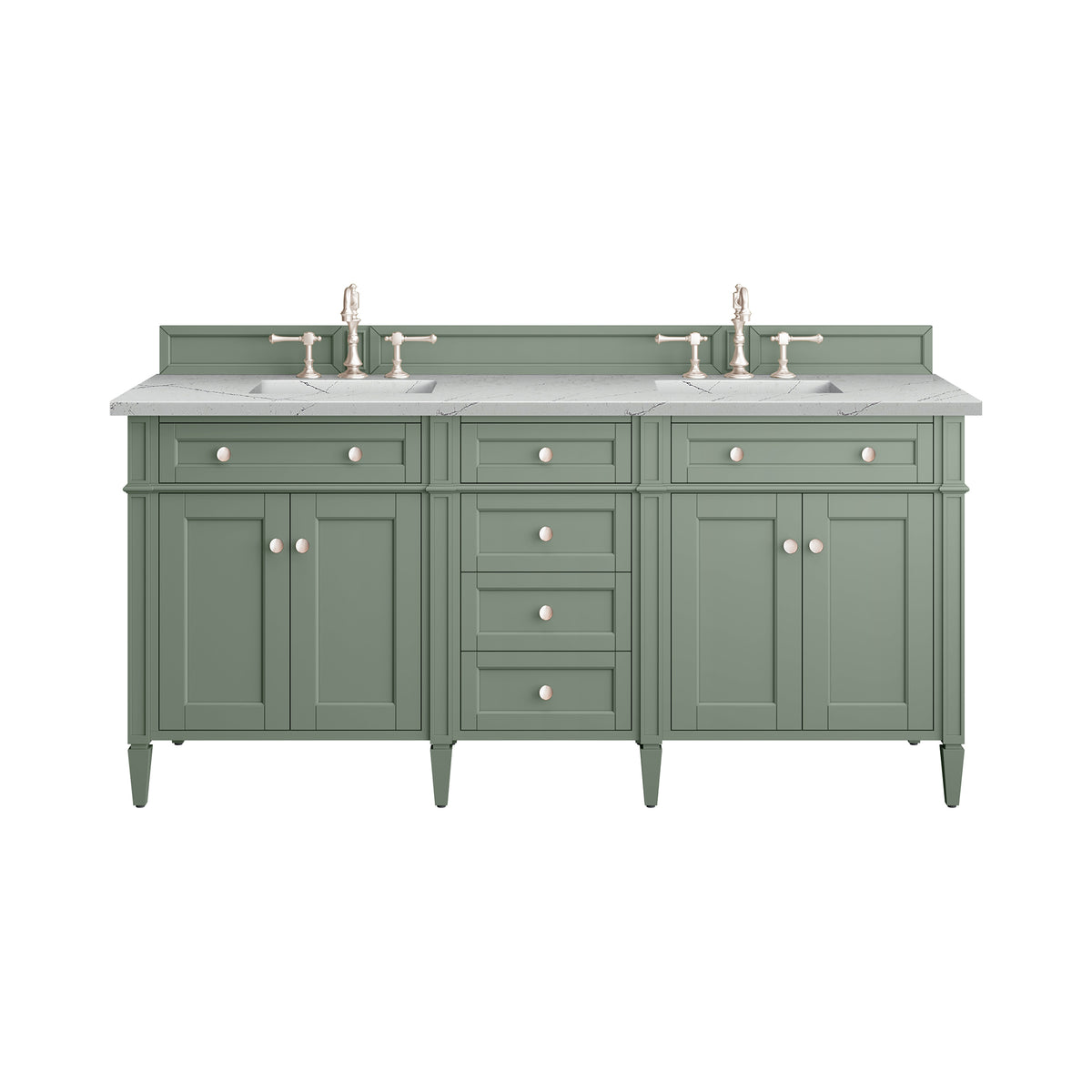 Renovate for Less Atlanta Brittany 72" Double Vanity, Smokey Celadon w/ 3 CM Ethereal Noctis Top w/FreePower Wireless Charger