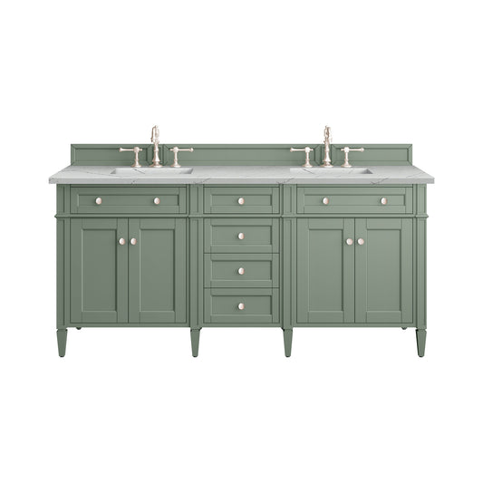 Renovate for Less Atlanta Brittany 72" Double Vanity, Smokey Celadon w/ 3 CM Ethereal Noctis Top w/FreePower Wireless Charger