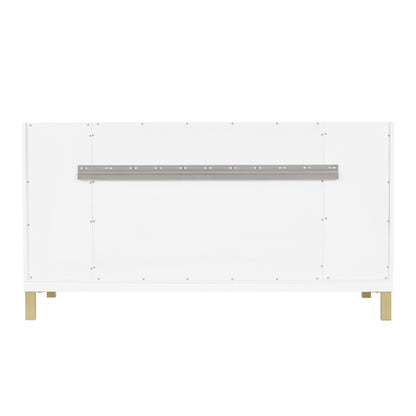 Renovate for Less Atlanta Chicago 60" Double Vanity, Glossy White, w/ 3 CM Eternal Jasmine Pearl Silestone® Top w/FreePower Wireless Charger