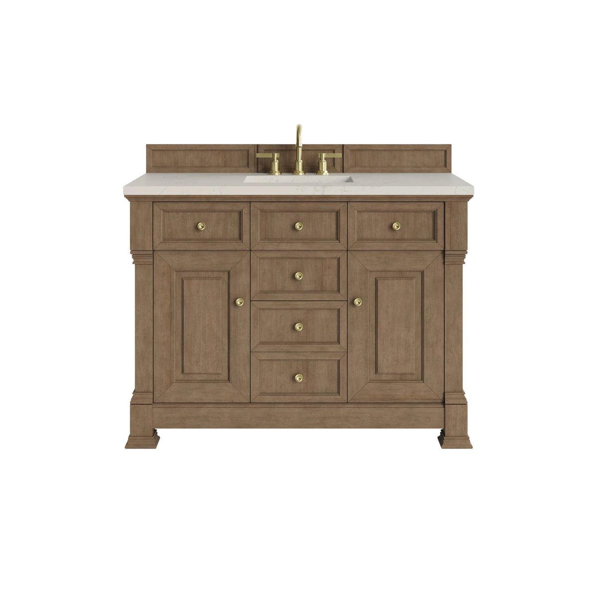 Brookfield 48" Single Vanity, Pecan, w/ 3 CM Siberian Silestone Top w/FreePower Wireless Charger
