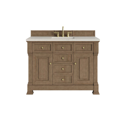 Brookfield 48" Single Vanity, Pecan, w/ 3 CM Siberian Silestone Top w/FreePower Wireless Charger