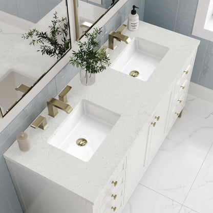 Renovate for Less Atlanta Chicago 60" Double Vanity, Glossy White, w/ 3 CM Lime Delight Silestone® Top
