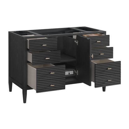 Renovate for Less Atlanta Myrrin 48" Single Vanity, Carbon Oak, w/ 3 CM Phantome Eclos Top