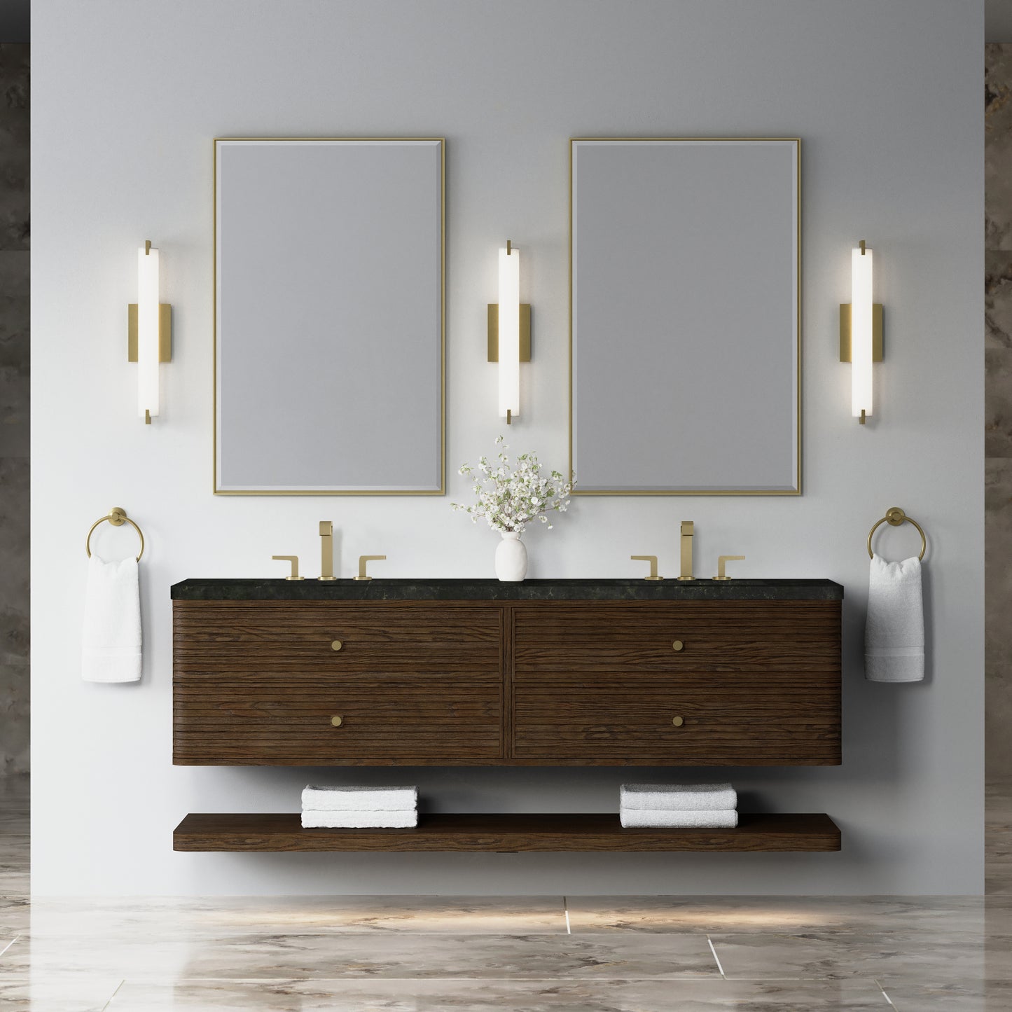 Renovate for Less Atlanta Allamari 72" Double Vanity, Sable w/ 3 CM Phantome Eclos Top