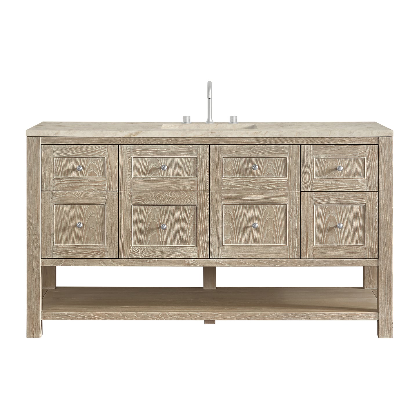 Renovate for Less Atlanta Breckenridge 60" Single Vanity, Whitewashed Oak, w/ 3 CM Tajnar Eclos Top