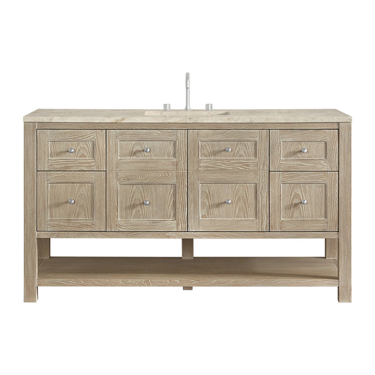 Breckenridge 60" Single Vanity, Whitewashed Oak, w/ 3 CM Tajnar Eclos Top