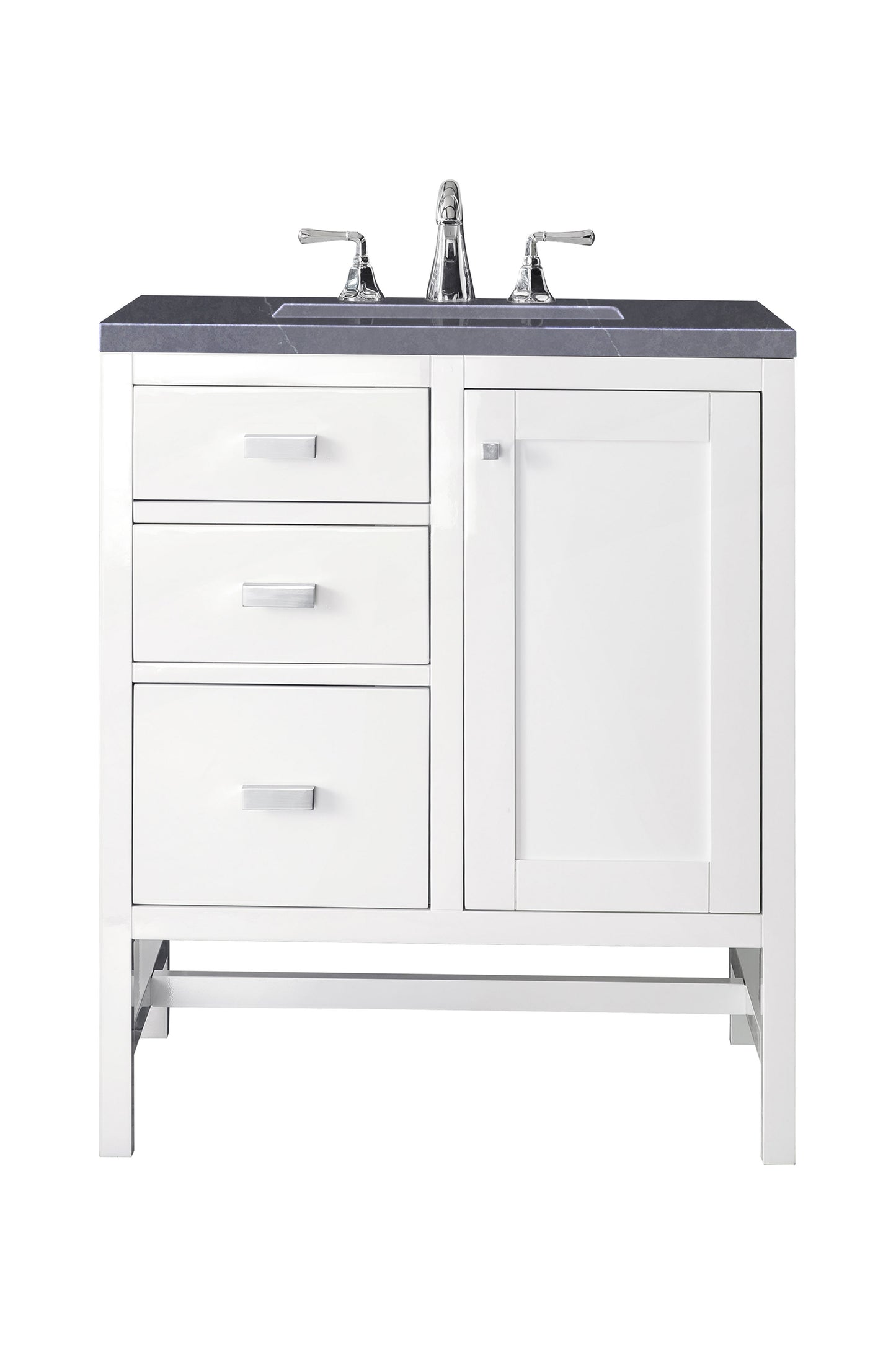 Renovate for Less Atlanta Addison 30" Single Vanity, Glossy White w/ 3 CM Charcoal Soapstone Silestone Top