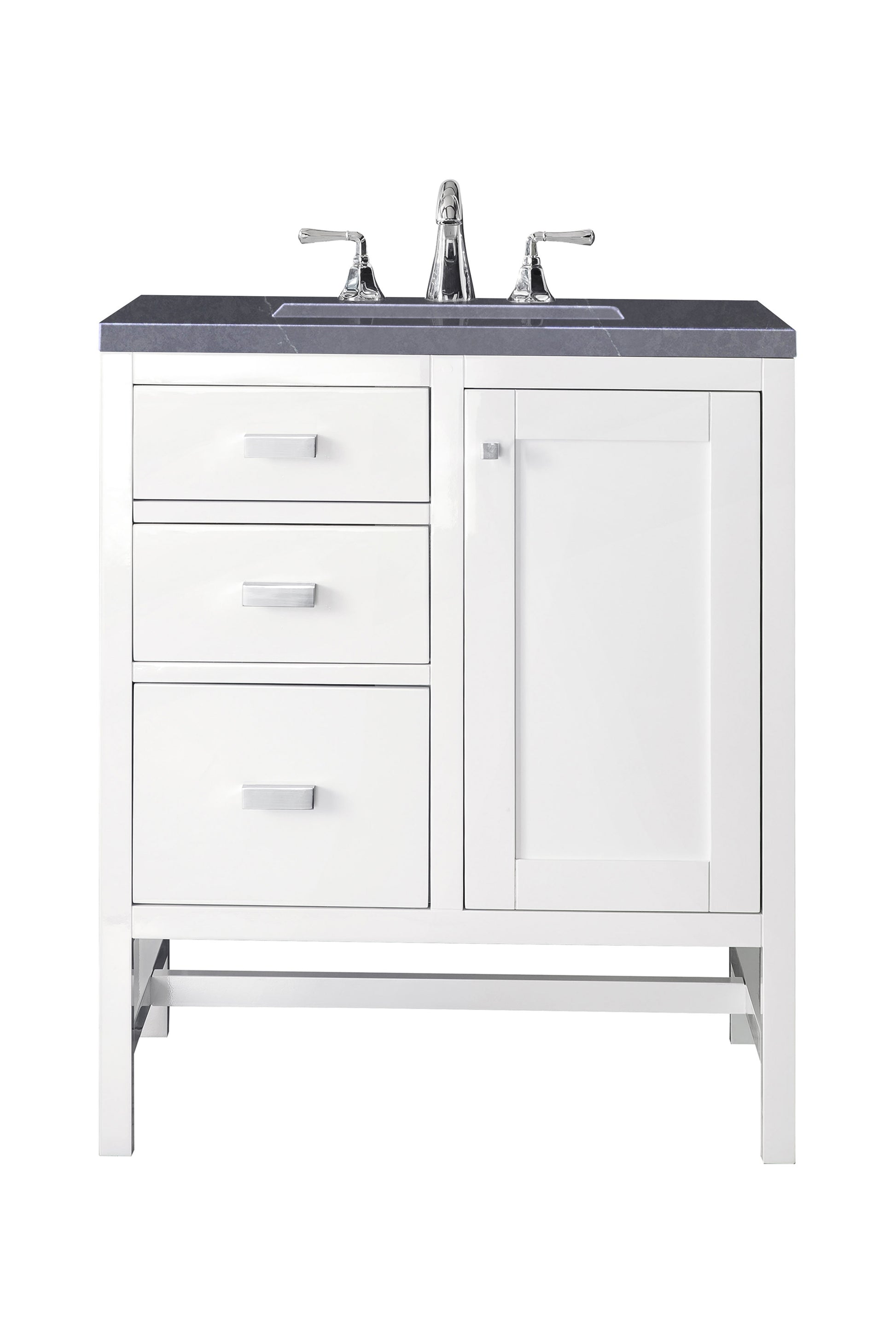 Renovate for Less Atlanta Addison 30" Single Vanity, Glossy White w/ 3 CM Charcoal Soapstone Silestone Top