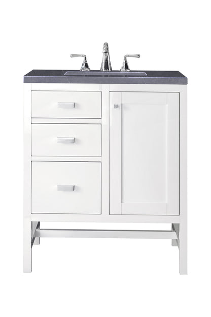 Renovate for Less Atlanta Addison 30" Single Vanity, Glossy White w/ 3 CM Charcoal Soapstone Silestone Top
