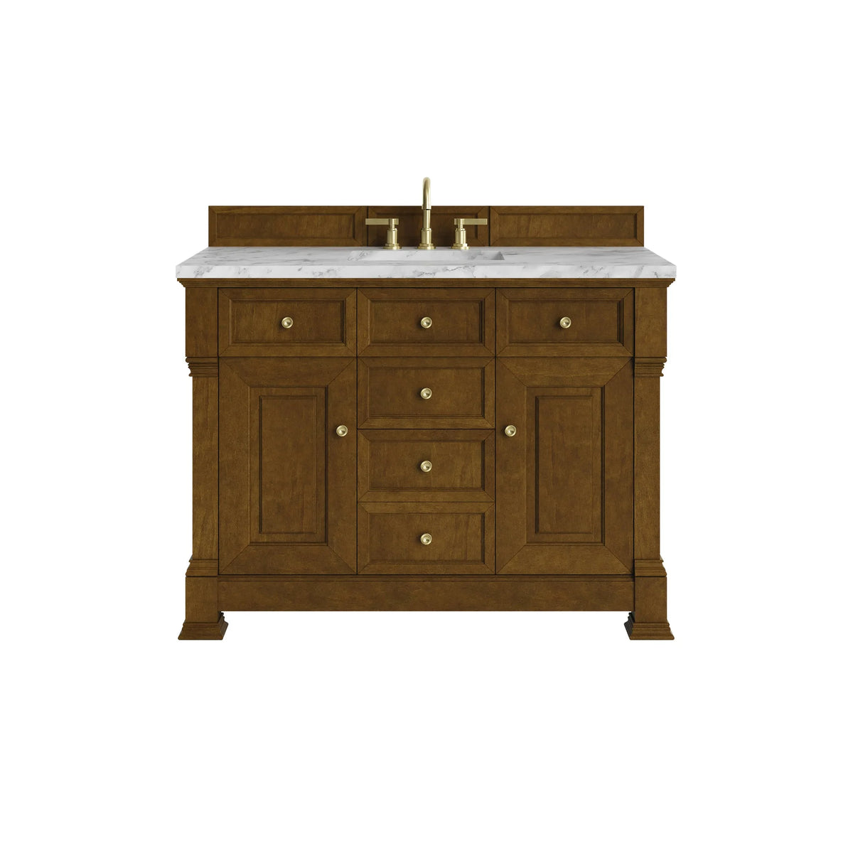 Brookfield 48" Single Vanity, Honey Oak w/3 CM Carrara White Marble Top