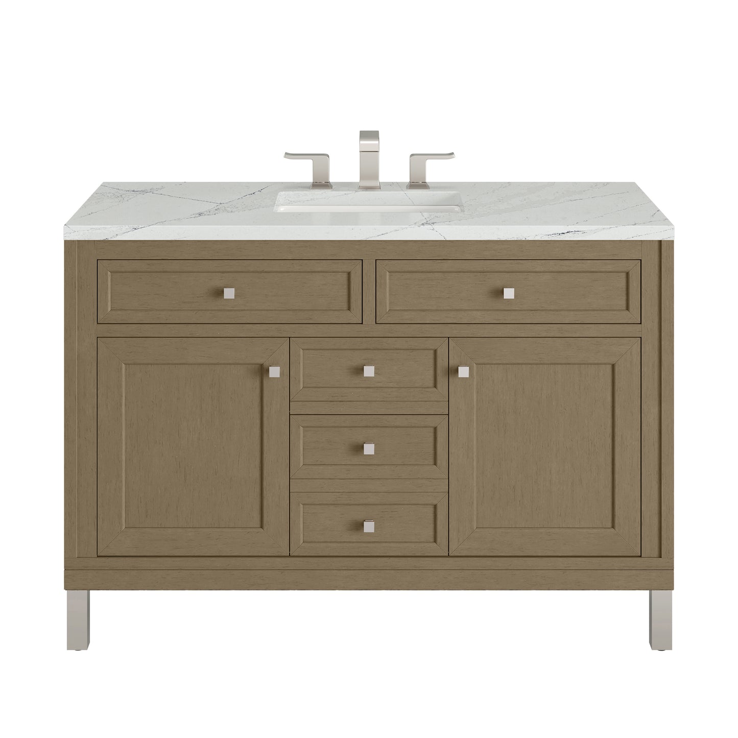 Renovate for Less Atlanta Chicago 48" Single Vanity, Walnut Whisper, w/ 3 CM Ethereal Noctis Silestone® Top