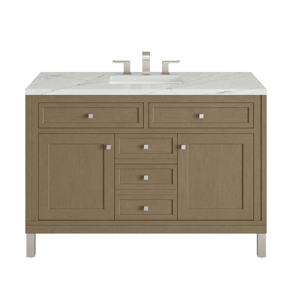 Chicago 48" Single Vanity, Walnut Whisper, w/ 3 CM Ethereal Noctis Silestone® Top w/FreePower Wireless Charger