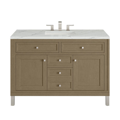Chicago 48" Single Vanity, Walnut Whisper, w/ 3 CM Ethereal Noctis Silestone® Top w/FreePower Wireless Charger