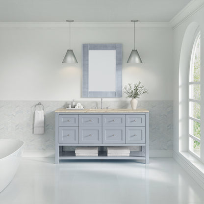 Renovate for Less Atlanta Breckenridge 60" Single Vanity, Serenity Blue, w/ 3 CM Tajnar Eclos Top