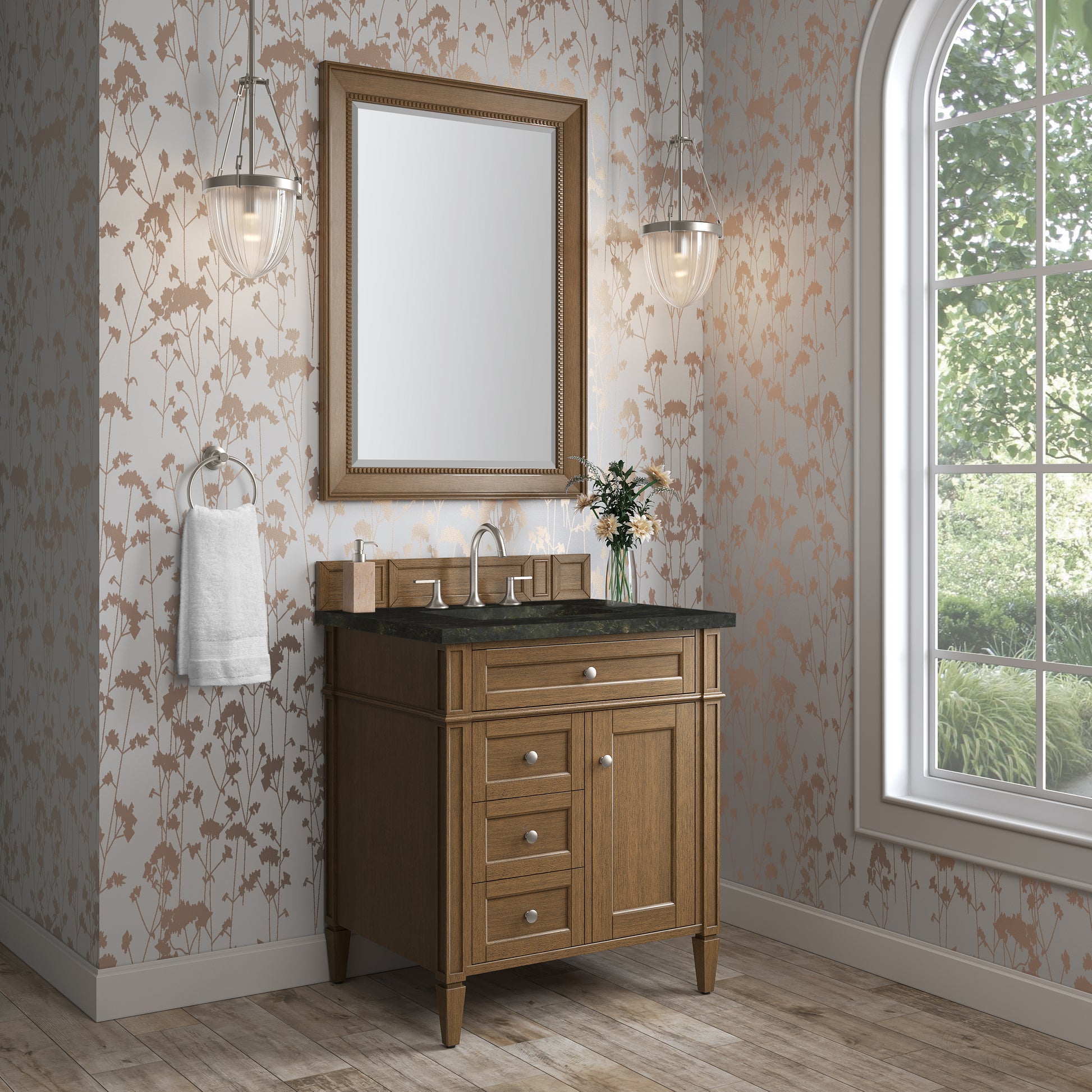 Renovate for Less Atlanta Brittany 30" Single Vanity, Saddle Brown, w/ 3 CM Phantome Eclos Top