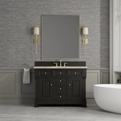 Brookfield 48" Single Vanity, Black Onyx, w/ 3 CM Tajnar Eclos Top w/FreePower Wireless Charger