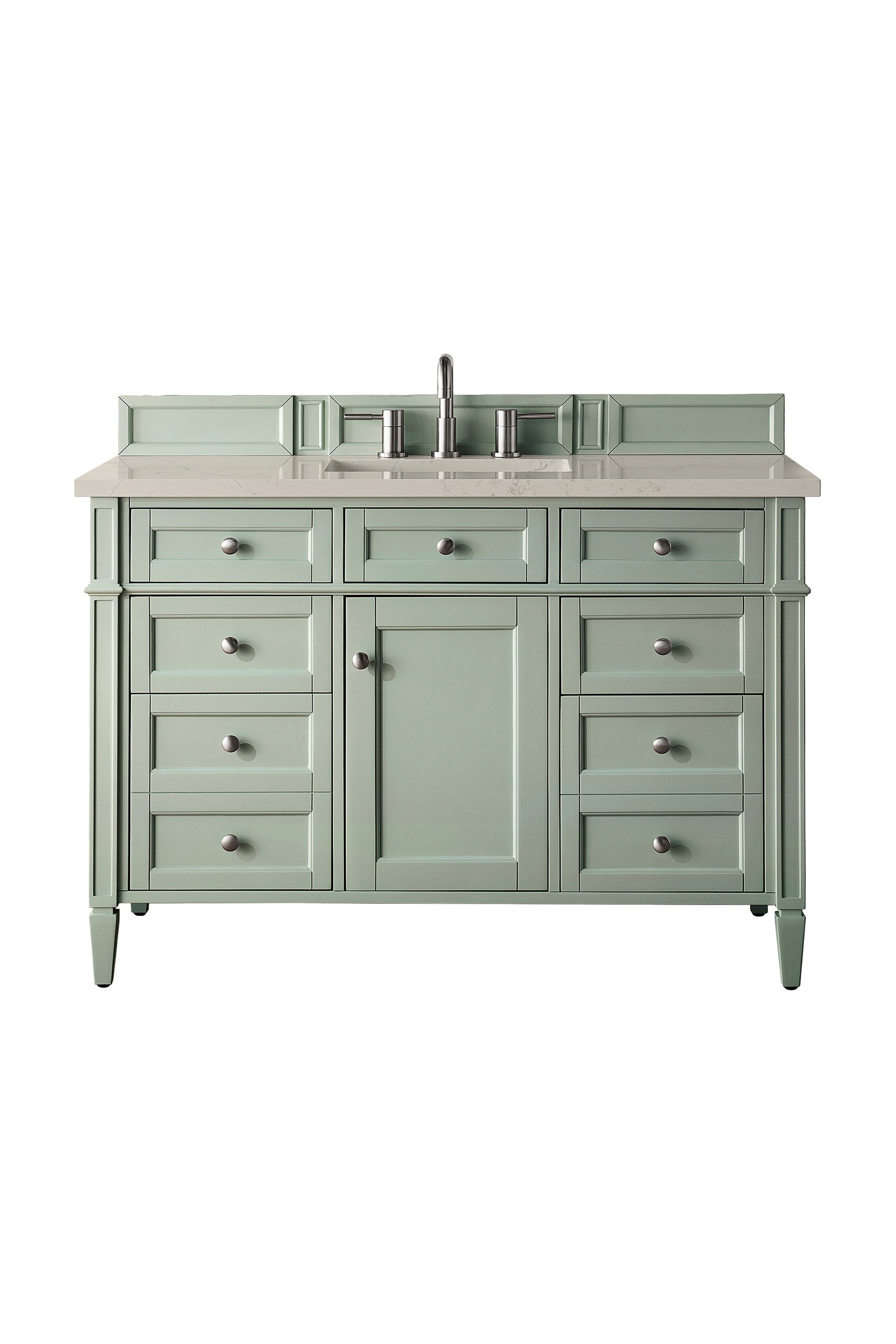 Renovate for Less Atlanta Brittany 48" Single Vanity, Sage Green, w/ 3 CM Siberian Silestone Top