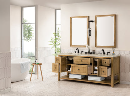Renovate for Less Atlanta Breckenridge 72" Double Vanity, Light Natural Oak, w/ 3 CM Tajnar Eclos Top