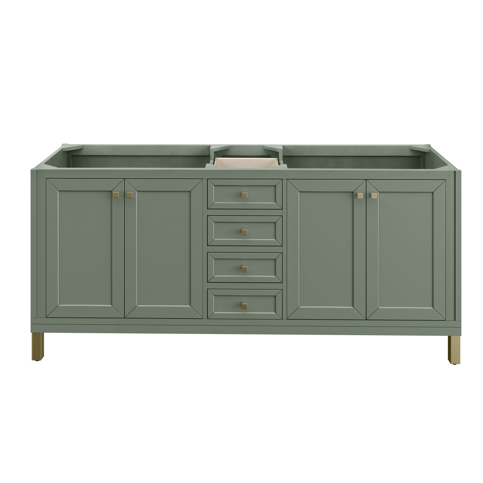 Renovate for Less Atlanta Chicago 72" Double Vanity, Smokey Celadon, w/ 3 CM Ethereal Noctis Silestone® Top