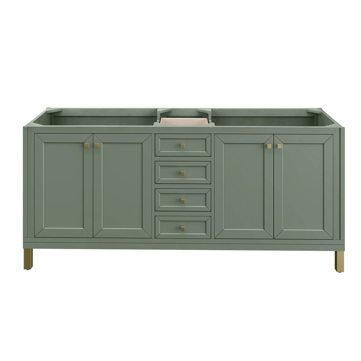 Chicago 72" Double Vanity, Smokey Celadon, w/ 3 CM Eternal Jasmine Pearl Silestone® Top