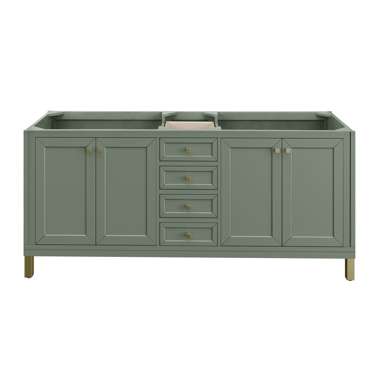 Renovate for Less Atlanta Chicago 72" Double Vanity, Smokey Celadon, w/ 3 CM Ethereal Noctis Silestone Top w/ FreePower Wireless Charger