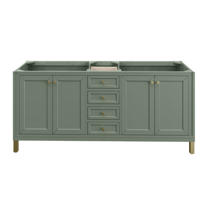 Renovate for Less Atlanta Chicago 72" Double Vanity, Smokey Celadon, w/ 3 CM Ethereal Noctis Silestone Top w/ FreePower Wireless Charger