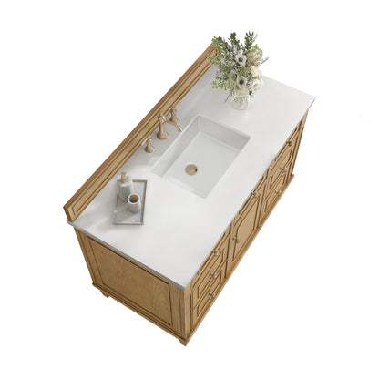 Renovate for Less Atlanta Lorelai 48" Single Vanity, Light Natural Oak w/ 3 CM White Zeus Silestone Top