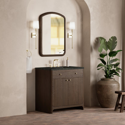 Renovate for Less Atlanta Gracyn 36" Single Vanity, Sable, w/ 3 CM Phantome Eclos Widespread Top