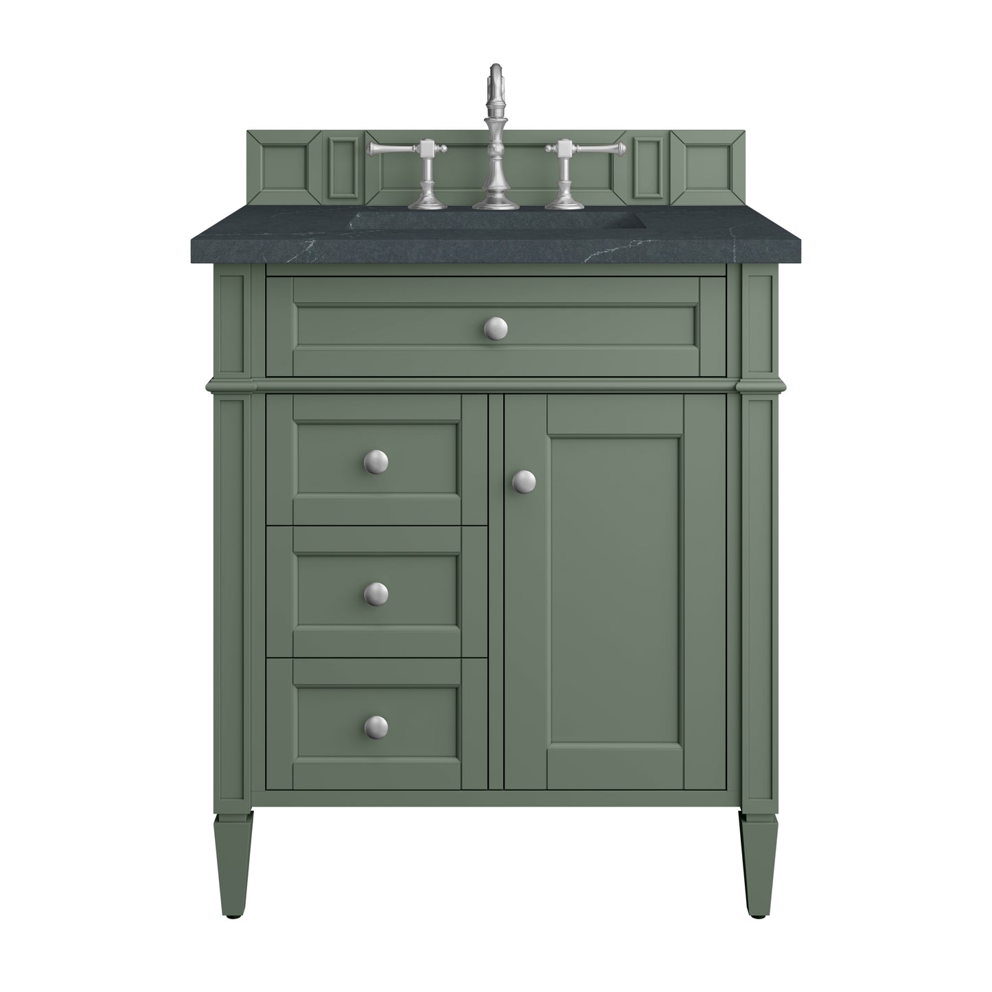 Renovate for Less Atlanta Brittany 30" Single Vanity, Smokey Celadon w/ 3 CM Charcoal Soapstone Top