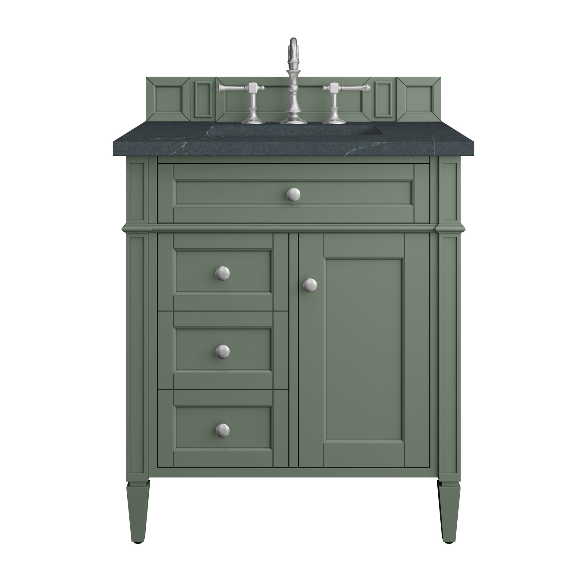 Renovate for Less Atlanta Brittany 30" Single Vanity, Smokey Celadon w/ 3 CM Charcoal Soapstone Top