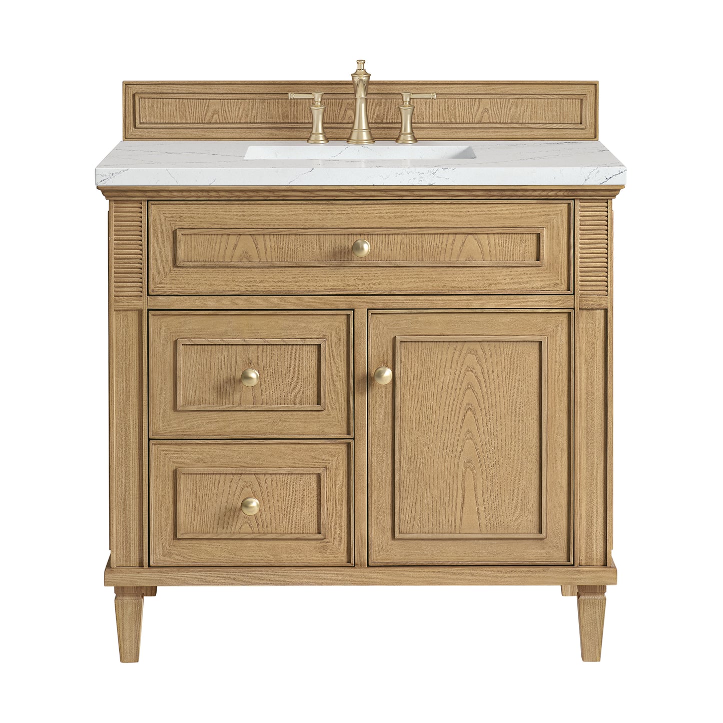 Renovate for Less Atlanta Lorelai 36" Single Vanity, Light Natural Oak w/ 3 CM Ethereal Noctis Silestone Top