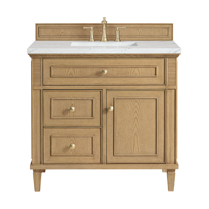 Renovate for Less Atlanta Lorelai 36" Single Vanity, Light Natural Oak w/ 3 CM Ethereal Noctis Silestone Top