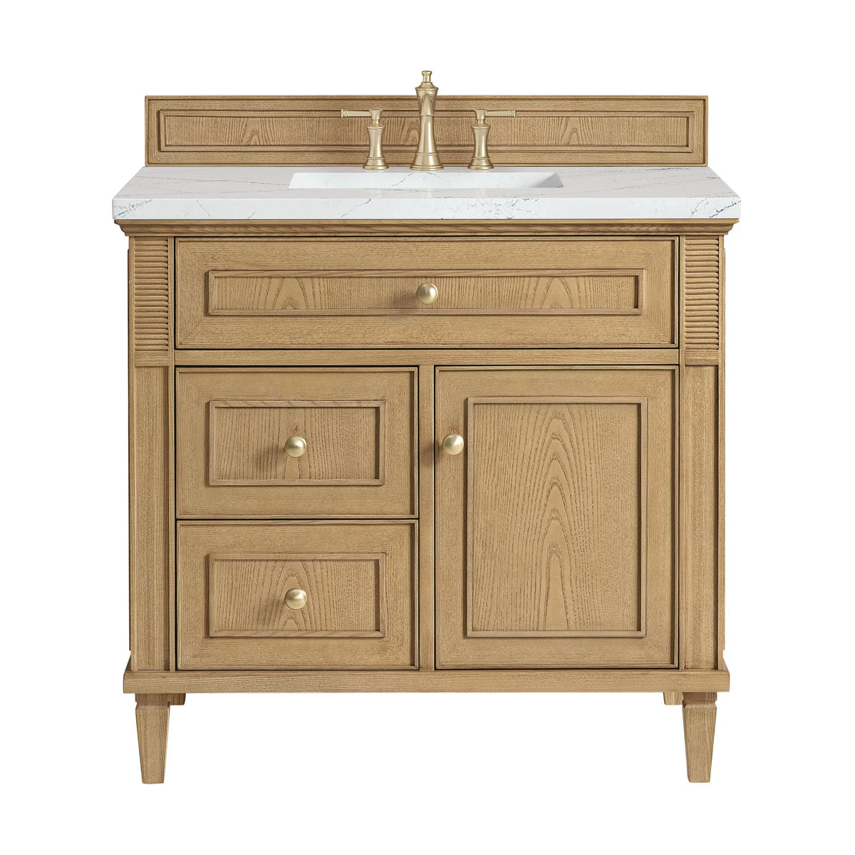 Lorelai 36" Single Vanity, Light Natural Oak w/ 3 CM Ethereal Noctis Silestone Top