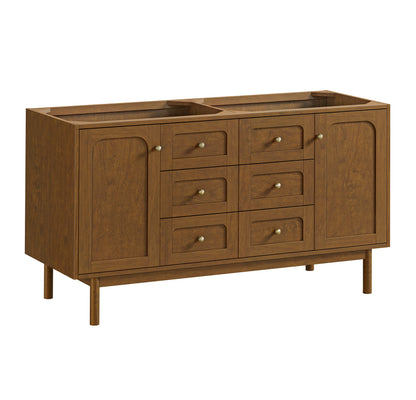 Renovate for Less Atlanta Laurent 60" Double Vanity, Honey Oak w/ 3 CM Tajnar Eclos Top w/FreePower Wireless Charger