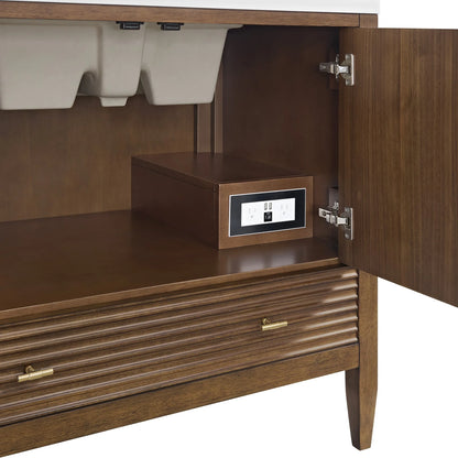 Myrrin 36" Vanity, Mid Century Walnut, w/ 3 CM Siberian Silestone Top