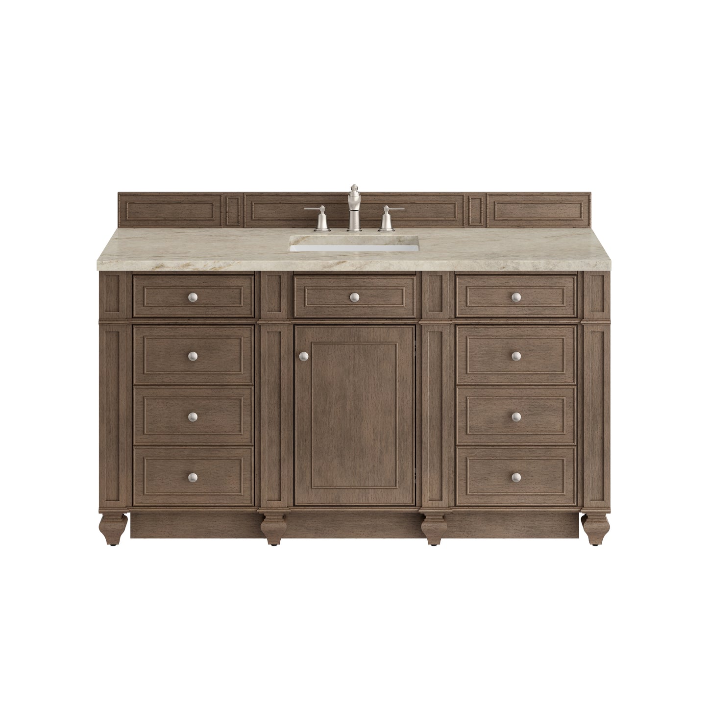 Renovate for Less Atlanta Bristol 60" Single Vanity Whitewashed Walnut, w/ 3 CM Tajnar Eclos Top