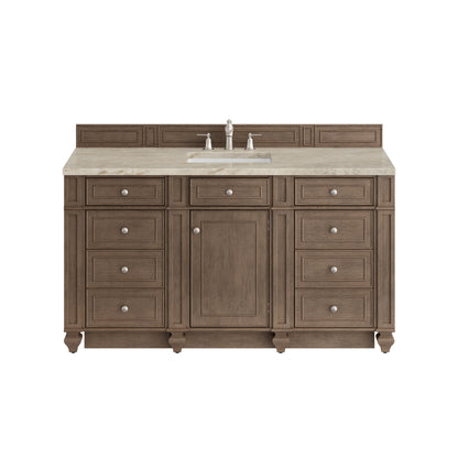 Renovate for Less Atlanta Bristol 60" Single Vanity Whitewashed Walnut, w/ 3 CM Tajnar Eclos Top