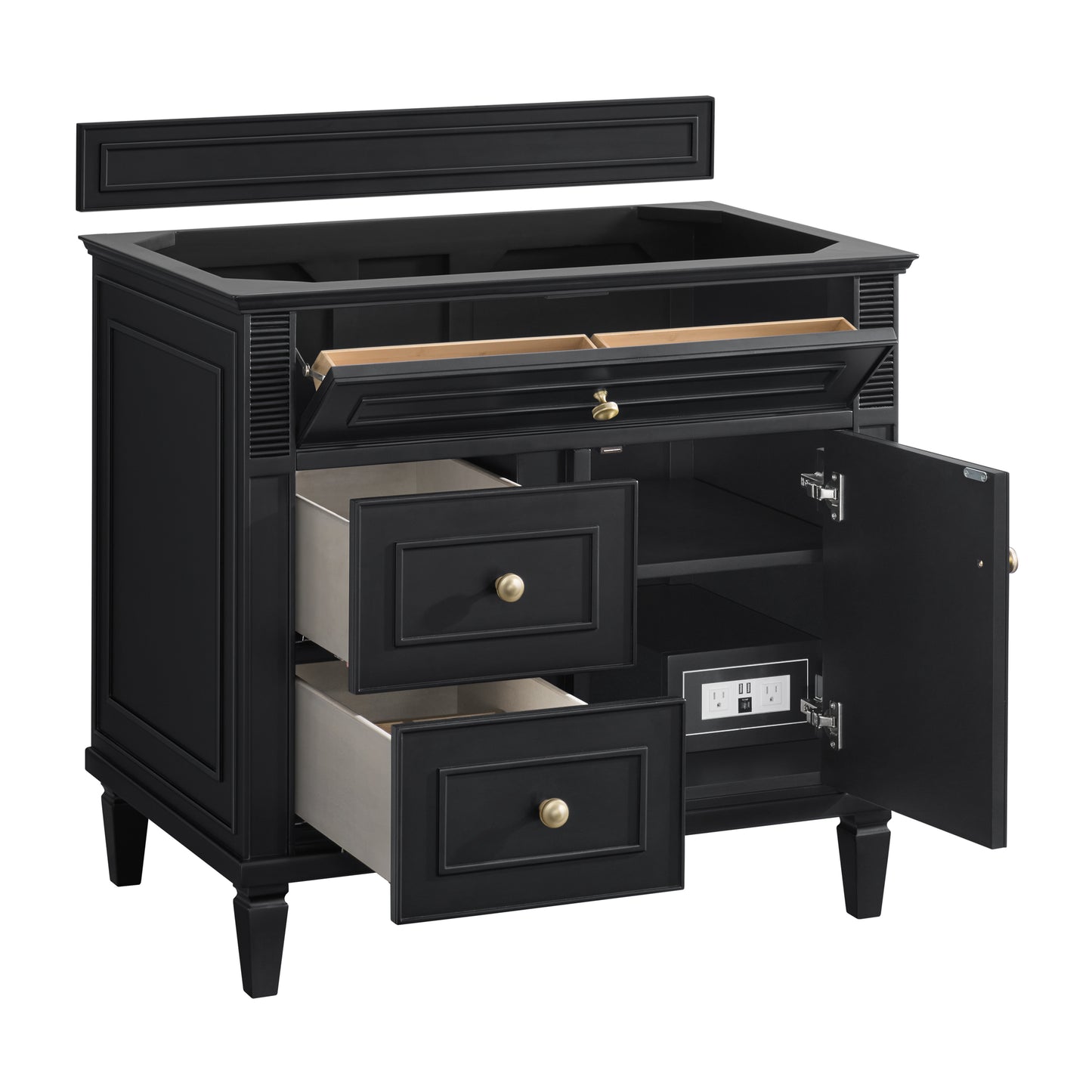 Renovate for Less Atlanta Lorelai 36" Single Vanity, Black Onyx w/ 3 CM Charcoal Soapstone Silestone Top