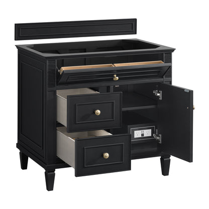 Renovate for Less Atlanta Lorelai 36" Single Vanity, Black Onyx w/ 3 CM Charcoal Soapstone Silestone Top