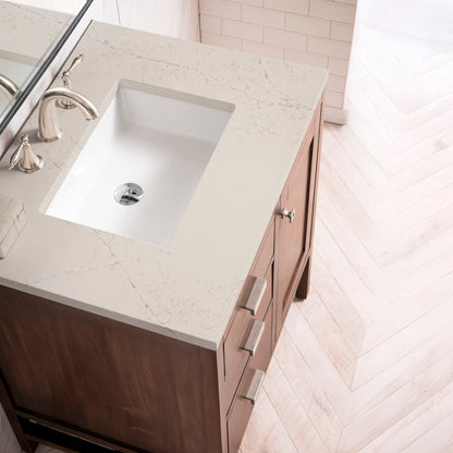 Renovate for Less Atlanta Addison 30" Single Vanity, Mid-Century Acacia, w/ 3 CM Siberian Silestone Top
