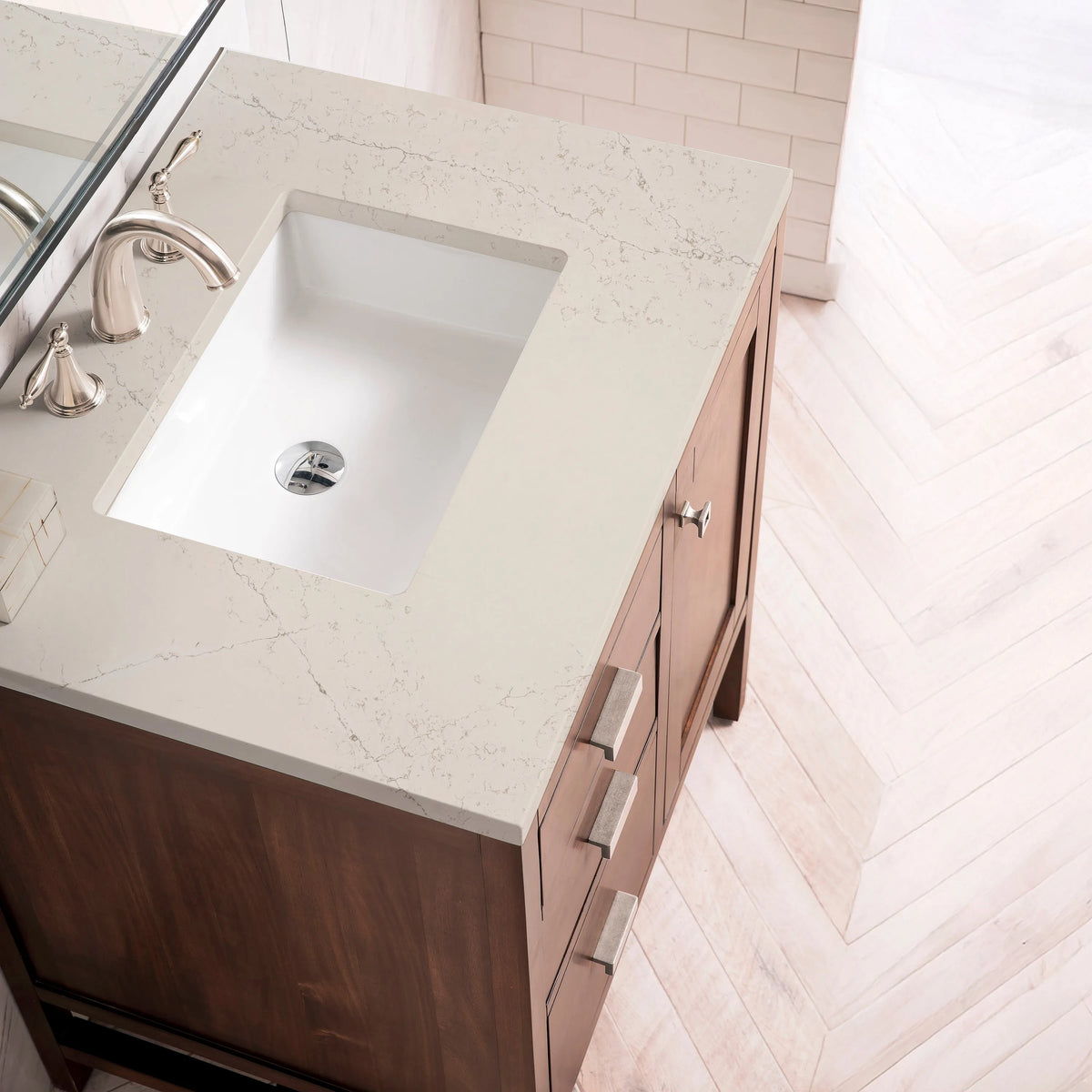 Addison 30" Single Vanity, Mid-Century Acacia, w/ 3 CM Siberian Silestone Top