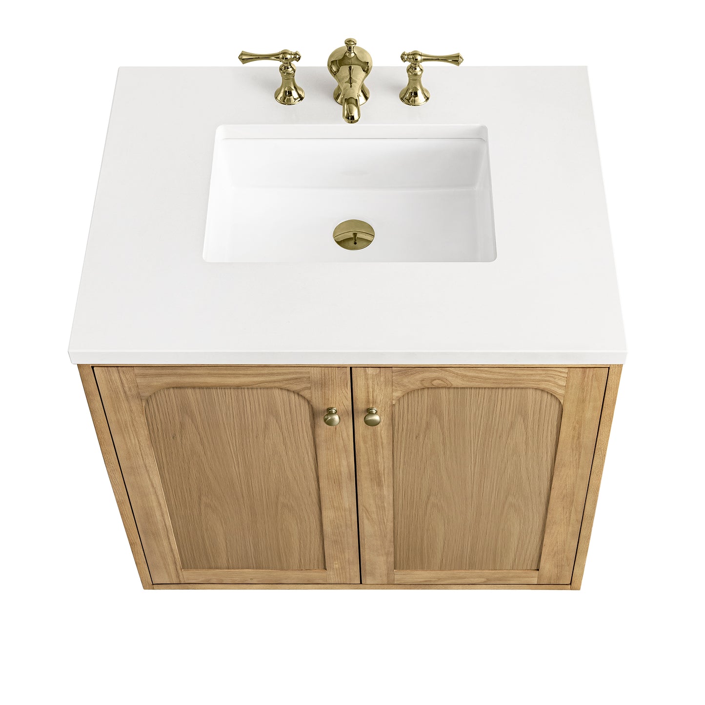 Renovate for Less Atlanta Laurent 30" Single Vanity, Light Natural Oak w/ 3 CM White Zeus Top