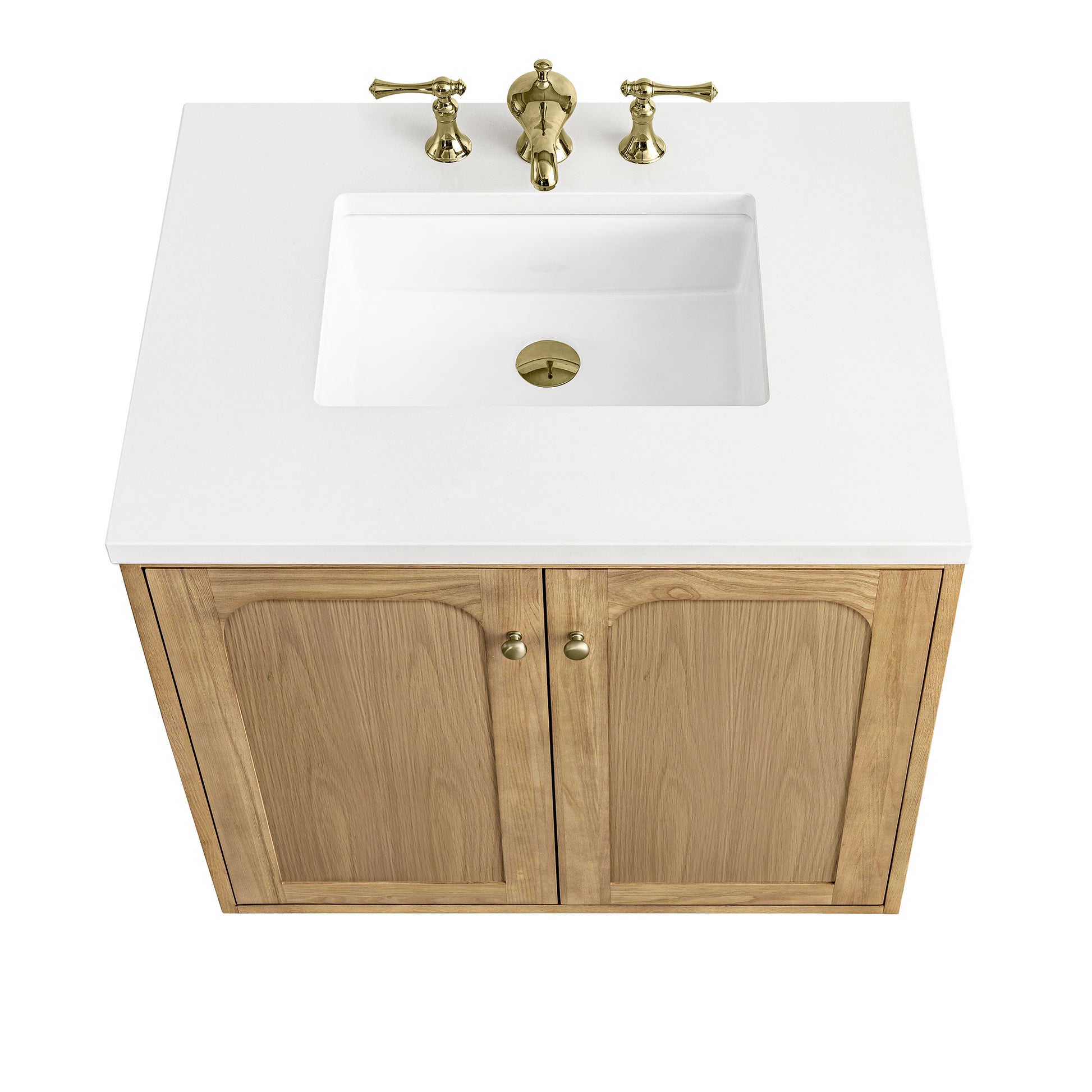 Renovate for Less Atlanta Laurent 30" Single Vanity, Light Natural Oak w/ 3 CM White Zeus Top