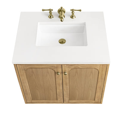Renovate for Less Atlanta Laurent 30" Single Vanity, Light Natural Oak w/ 3 CM White Zeus Top