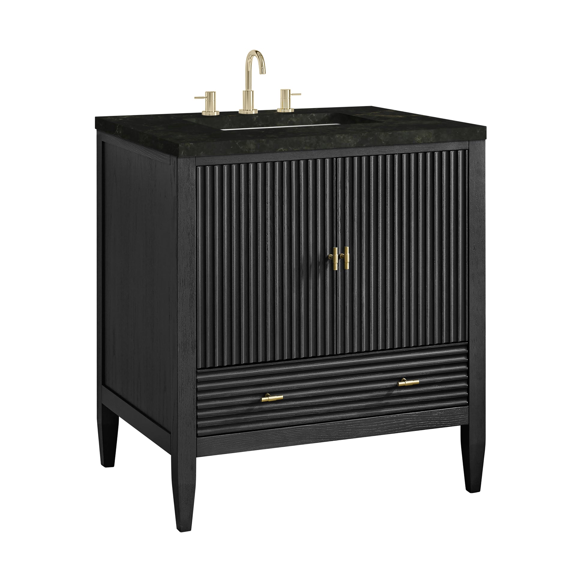 Renovate for Less Atlanta Myrrin 30" Single Vanity, Carbon Oak w/ 3 CM Phantome Eclos Top