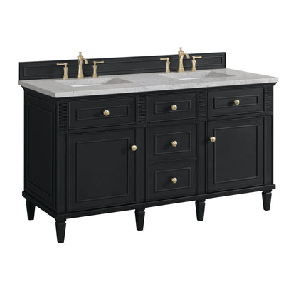 Lorelai 60" Double Vanity, Black Onyx w/ 3 CM Eternal Jasmine Pearl Silestone Top