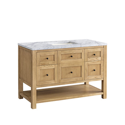 Renovate for Less Atlanta Breckenridge 48" Single Vanity, Light Natural Oak w/ 3 CM Carrara Marble Top
