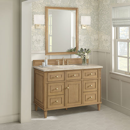 Renovate for Less Atlanta Lorelai 48" Single Vanity, Light Natural Oak, w/ 3 CM Tajnar Eclos Top