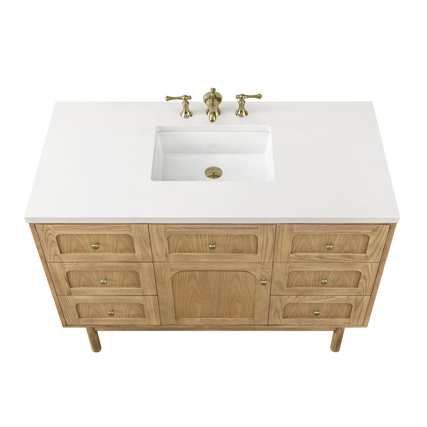 Renovate for Less Atlanta Laurent 48" Single Vanity, Light Natural Oak w/ 3 CM White Zeus Top